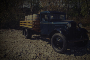 Vintage truck with barrels