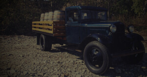 Vintage truck with barrels