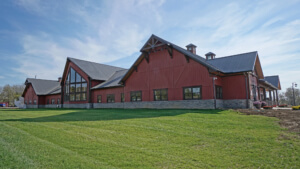 The building in the image is the Jeptha Creed Distillery, located in Shelbyville, Kentucky.