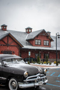 The image shows the Jeptha Creed Distillery located in Shelbyville, Kentucky.